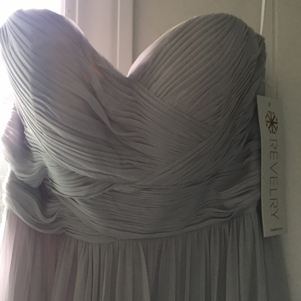 Revelry Kennedy Bridesmaid Dress Chiffon Dove Grey